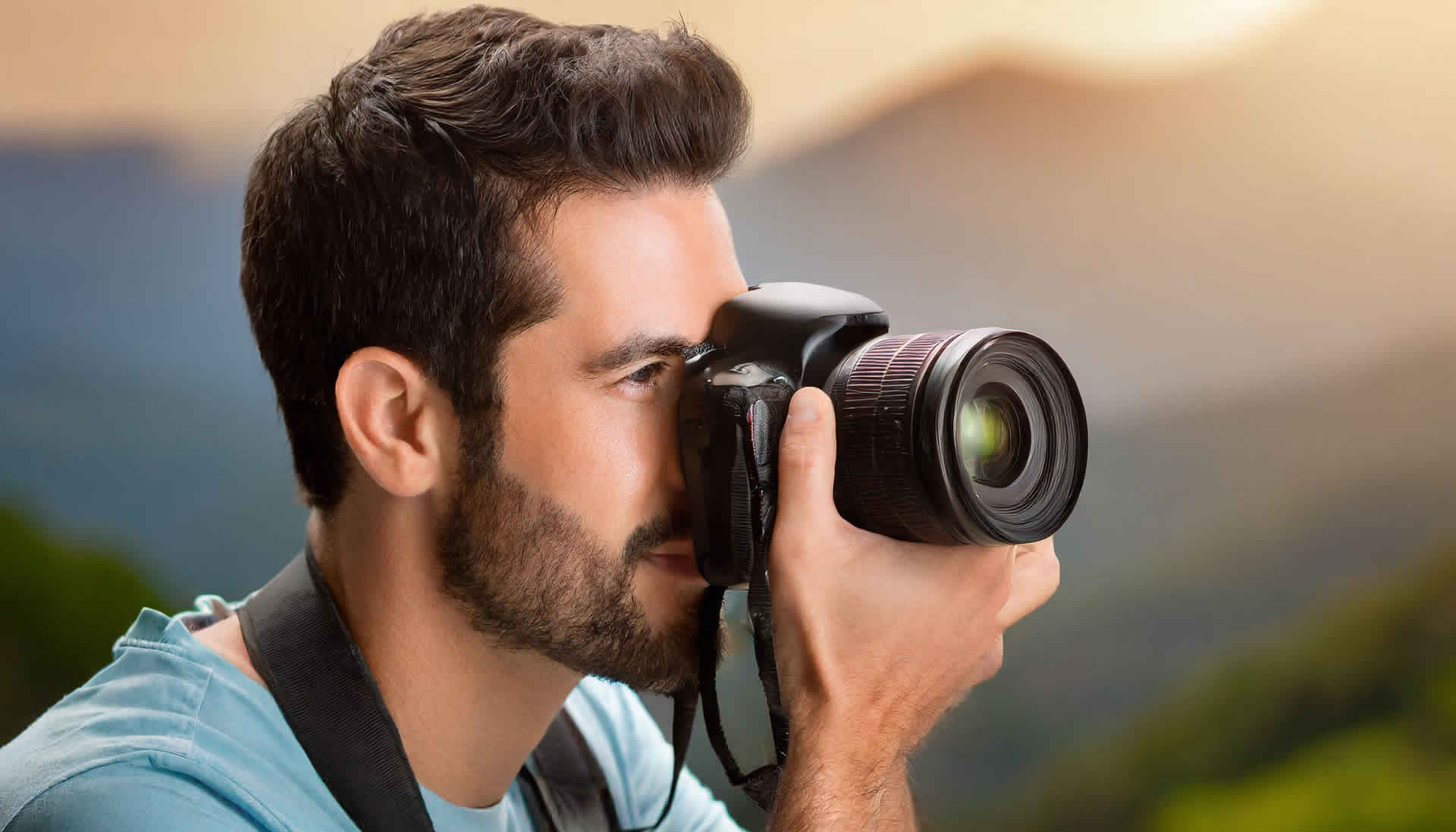 Man with camera conducting surveillance